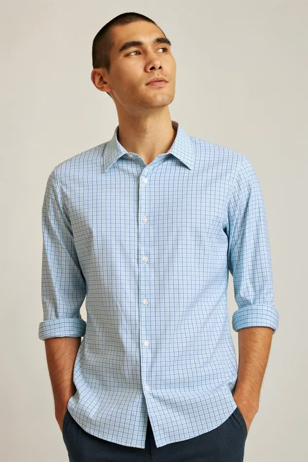 Men Business Casual Shirts Bonobos Tech Button Down Shirt Blue Smithtown Plaid