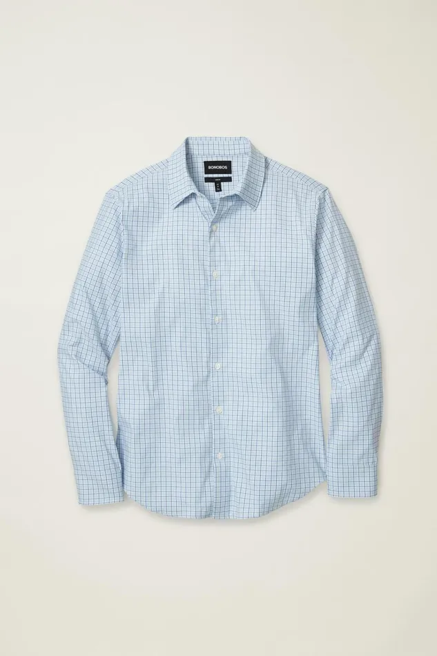 Men Business Casual Shirts Bonobos Tech Button Down Shirt Blue Smithtown Plaid