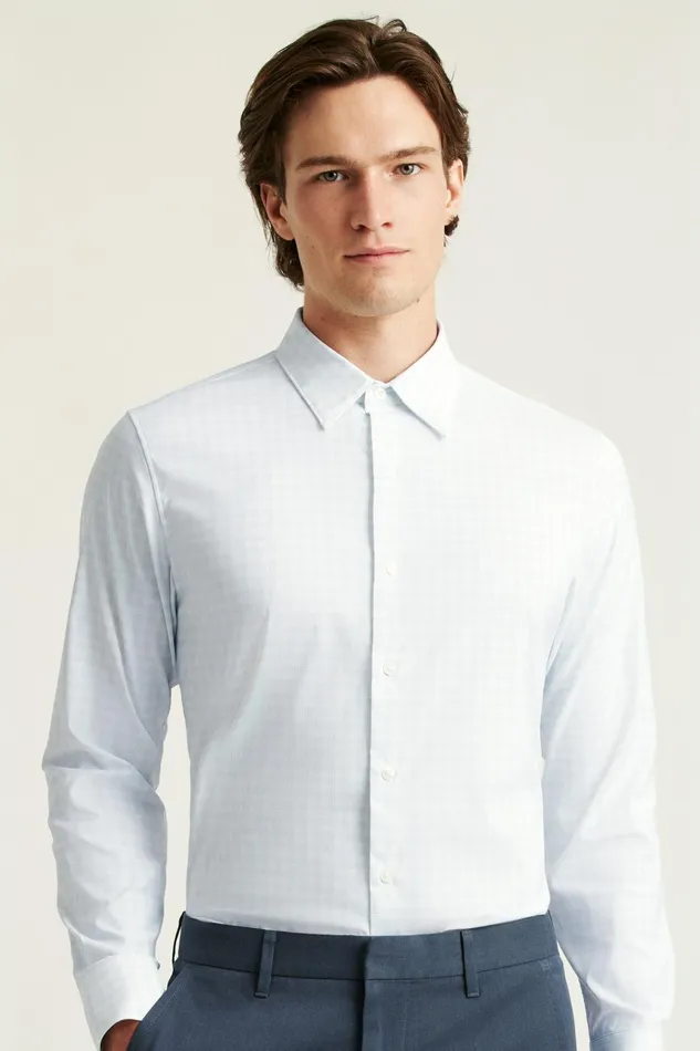 Men Business Casual Shirts Bonobos Tech Button Down Shirt Cosmic Blue Plaid