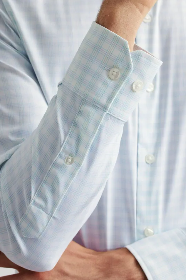 Men Business Casual Shirts Bonobos Tech Button Down Shirt Cosmic Blue Plaid