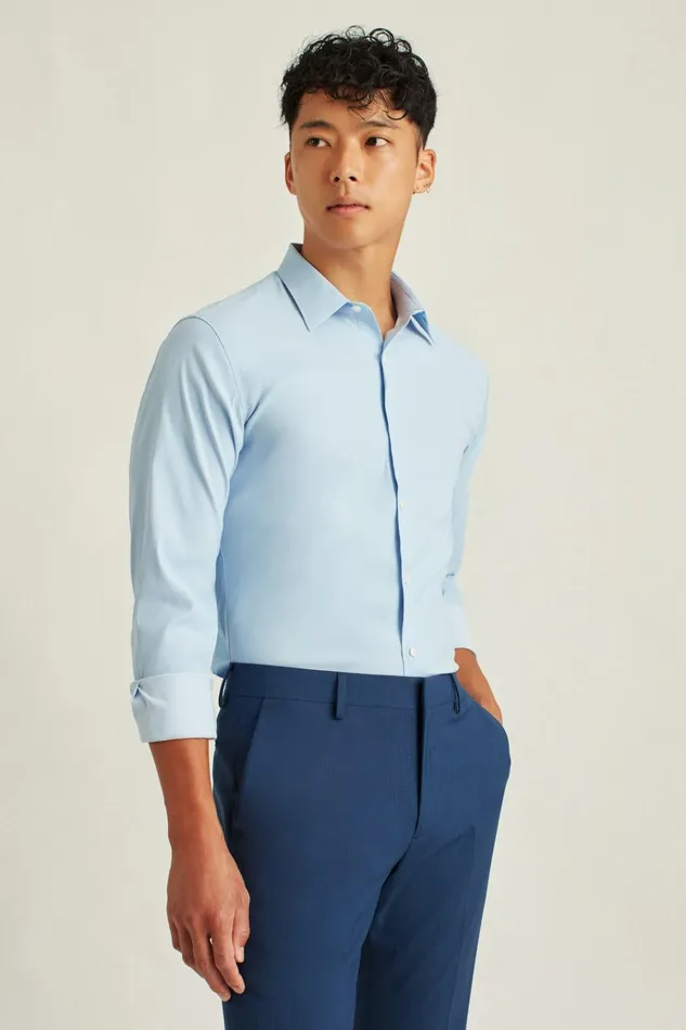 Men Business Casual Shirts Bonobos Tech Button Down Shirt Light Blue