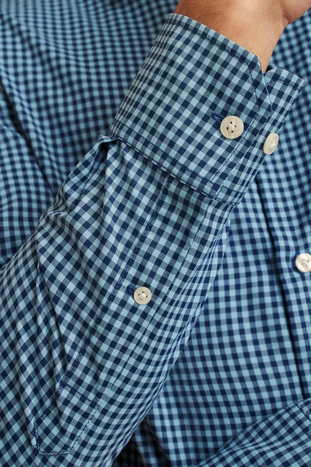 Men Business Casual Shirts Bonobos Tech Button Down Shirt Navy Blue Mini Gingham