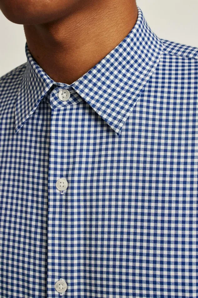Men Business Casual Shirts Bonobos Tech Button Down Shirt Navy Medium Blue Plaid