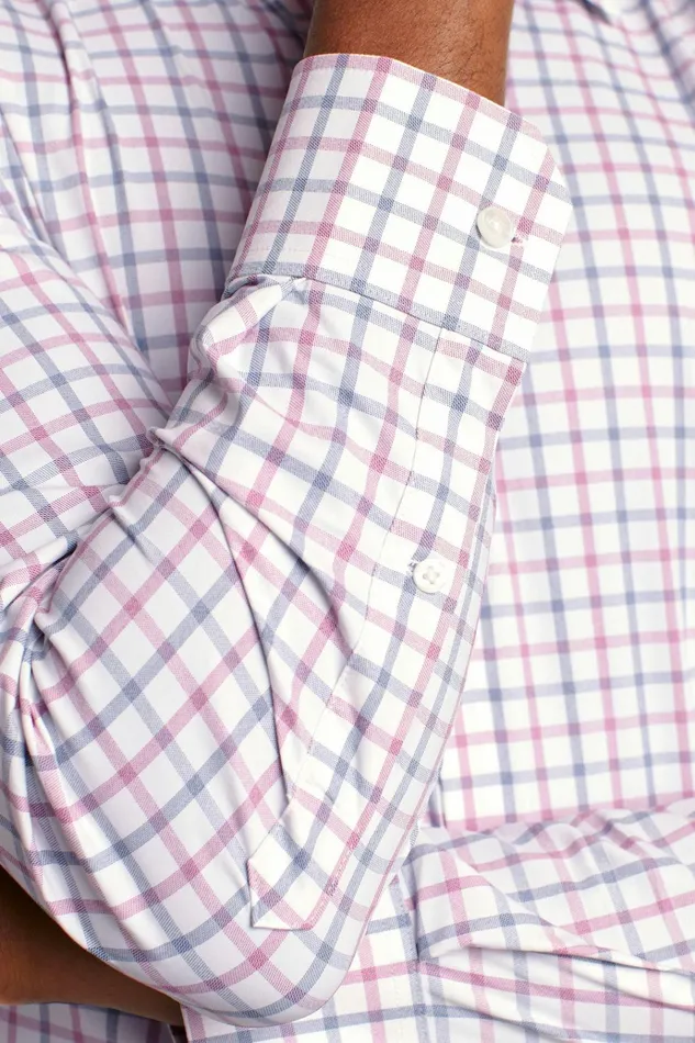 Men Business Casual Shirts Bonobos Tech Button Down Shirt Navy Red Graton Check