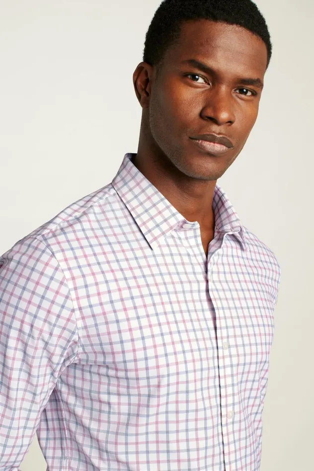 Men Business Casual Shirts Bonobos Tech Button Down Shirt Navy Red Graton Check