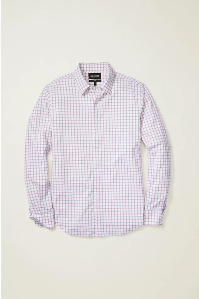 Men Business Casual Shirts Bonobos Tech Button Down Shirt Navy Red Graton Check
