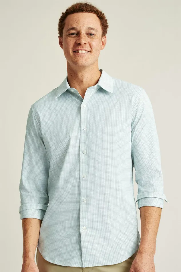 Men Business Casual Shirts Bonobos Tech Button Down Shirt Olive Grey Plaid
