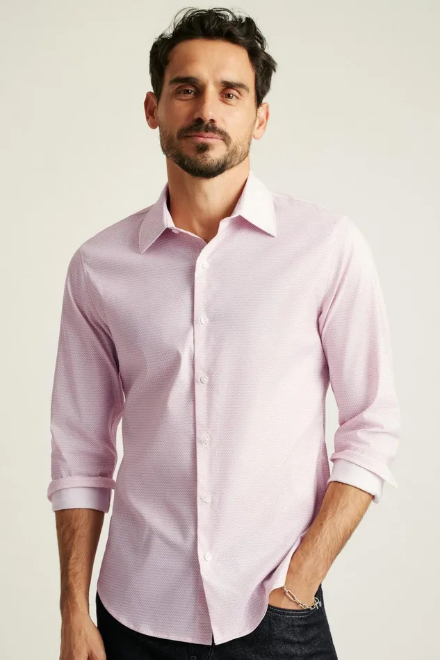 Men Business Casual Shirts Bonobos Tech Button Down Shirt Pink Astor Geo