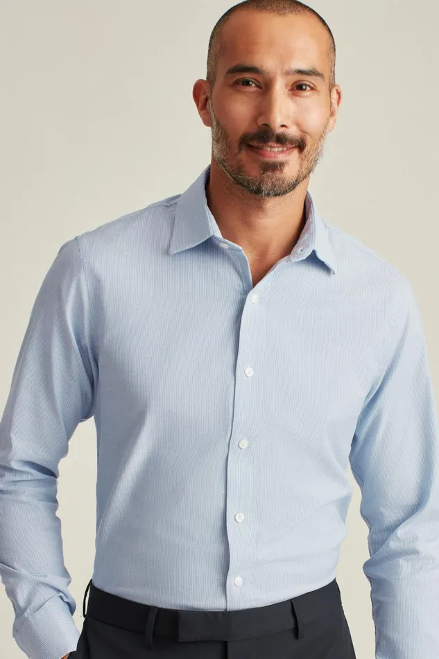 Men Business Casual Shirts Bonobos The Desk To Dinner Shirt Capri Blue Stripe
