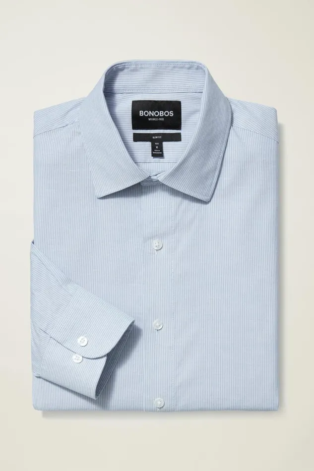 Men Business Casual Shirts Bonobos The Desk To Dinner Shirt Capri Blue Stripe