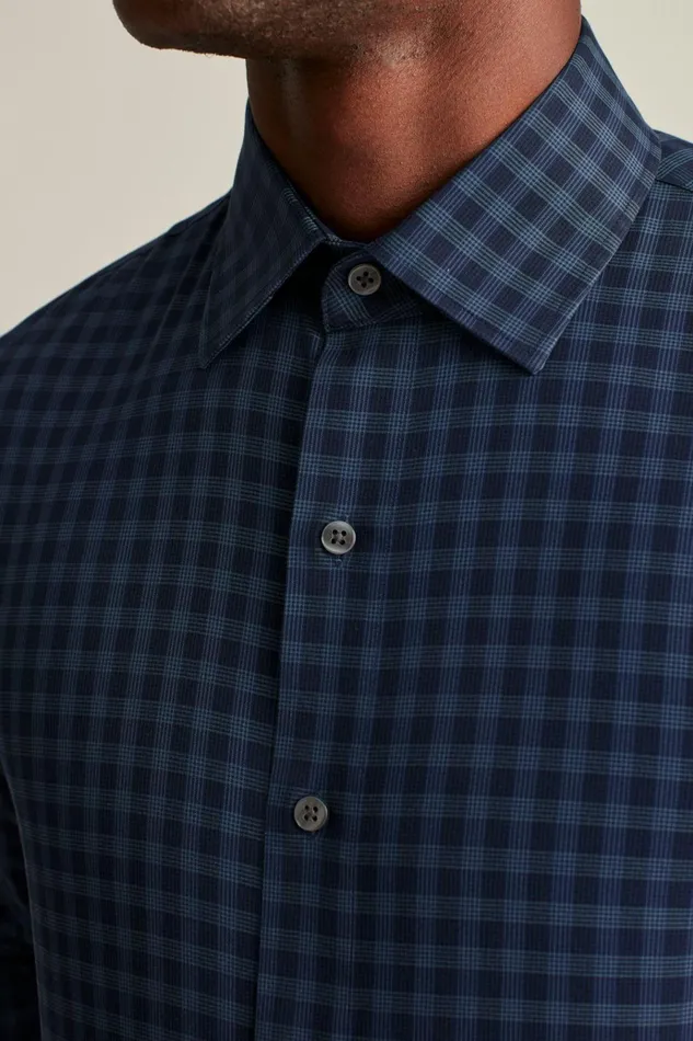 Men Business Casual Shirts Bonobos The Desk To Dinner Shirt Navy Mineral Ross Plaid