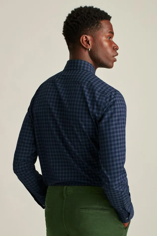 Men Business Casual Shirts Bonobos The Desk To Dinner Shirt Navy Mineral Ross Plaid