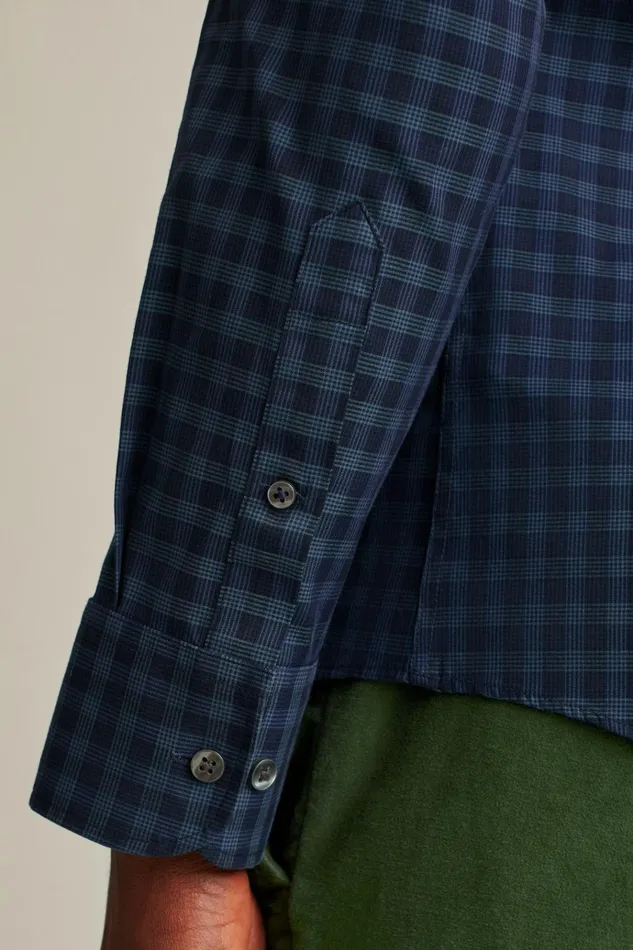 Men Business Casual Shirts Bonobos The Desk To Dinner Shirt Navy Mineral Ross Plaid