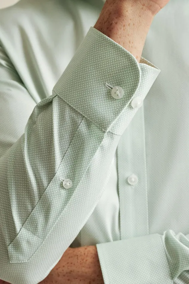 Men Business Casual Shirts Bonobos Weekday Warrior Dress Shirt Green Micro Geo