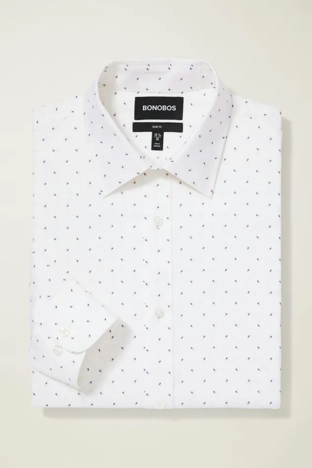 Men Business Casual Shirts Bonobos Weekday Warrior Dress Shirt White Petal Shadow Geo