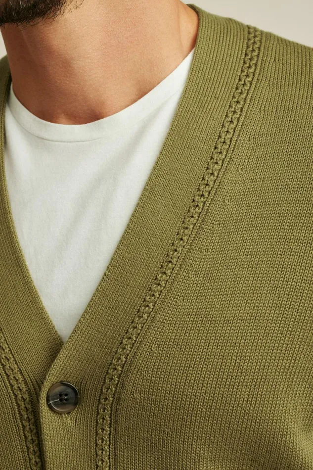 Men Cardigan Sweaters Bonobos Cotton Cardigan Olive