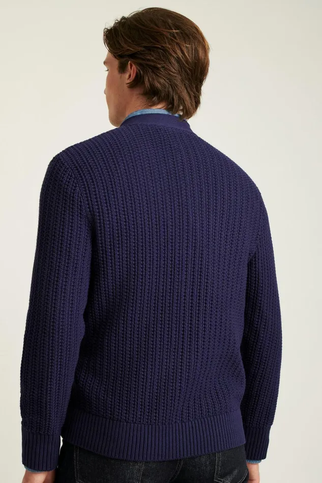 Men Cardigan Sweaters Bonobos Open Knit Cotton Cardigan Royal Blue