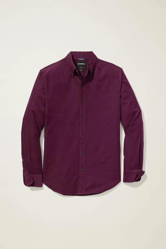 Men Casual Shirts Bonobos Everyday Corduroy Shirt Plum