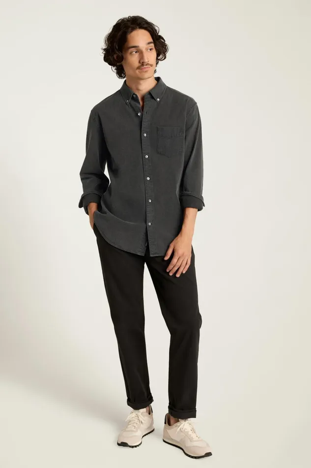 Men Casual Shirts Bonobos Everyday Denim Shirt Black Rinse Wash