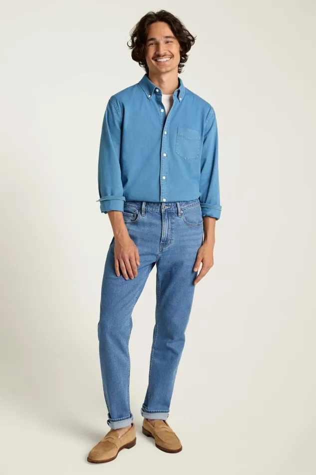 Men Casual Shirts Bonobos Everyday Denim Shirt Ocean Blue Wash