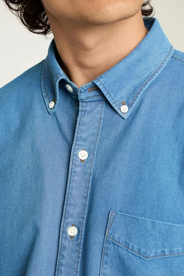 Men Casual Shirts Bonobos Everyday Denim Shirt Ocean Blue Wash