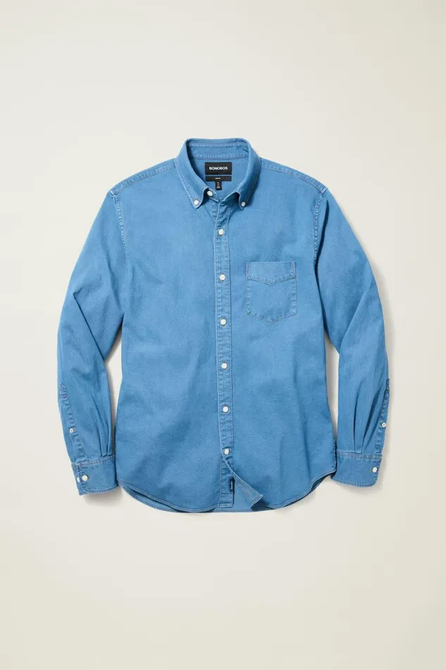 Men Casual Shirts Bonobos Everyday Denim Shirt Ocean Blue Wash
