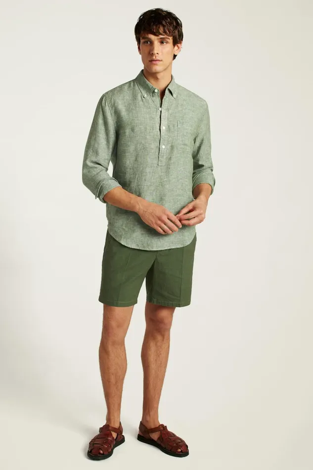 Men Casual Shirts Bonobos Everyday Linen Popover Green Juice