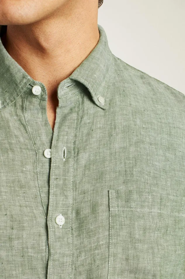 Men Casual Shirts Bonobos Everyday Linen Popover Green Juice