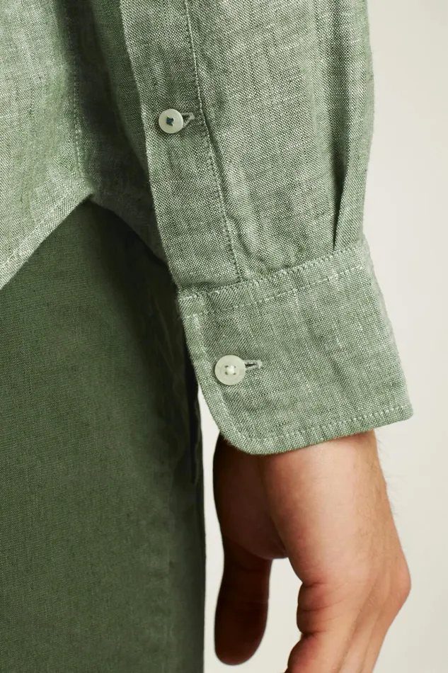 Men Casual Shirts Bonobos Everyday Linen Popover Green Juice