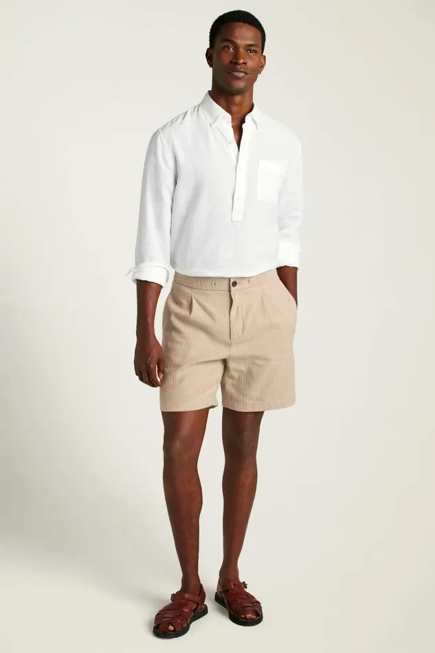 Men Casual Shirts Bonobos Everyday Linen Popover White