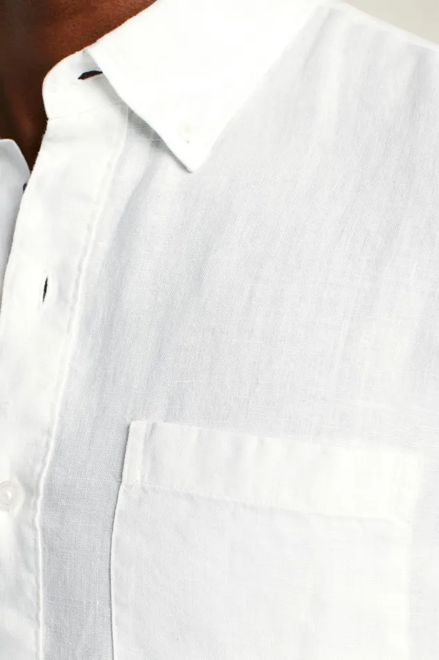 Men Casual Shirts Bonobos Everyday Linen Popover White