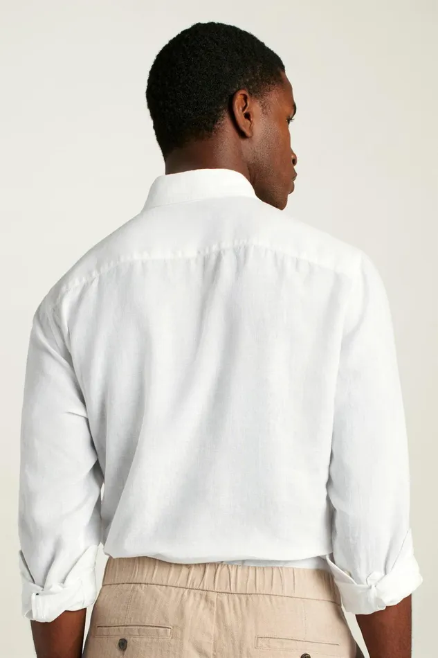 Men Casual Shirts Bonobos Everyday Linen Popover White