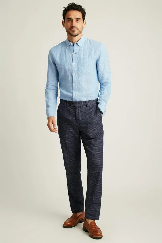 Men Casual Shirts Bonobos Everyday Linen Shirt Beau Blue