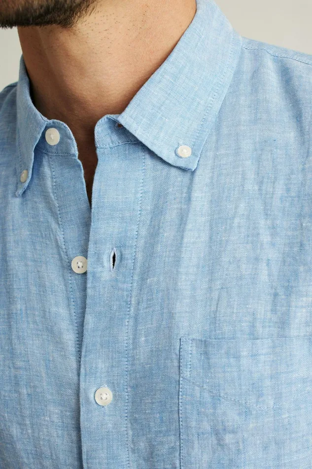 Men Casual Shirts Bonobos Everyday Linen Shirt Beau Blue