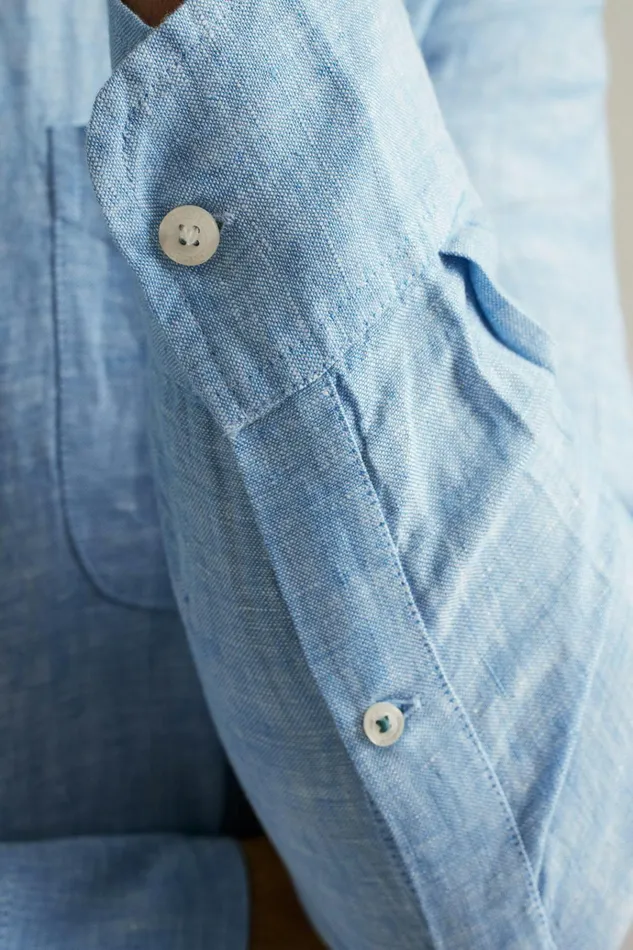 Men Casual Shirts Bonobos Everyday Linen Shirt Beau Blue