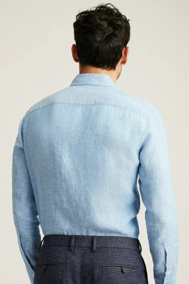 Men Casual Shirts Bonobos Everyday Linen Shirt Beau Blue