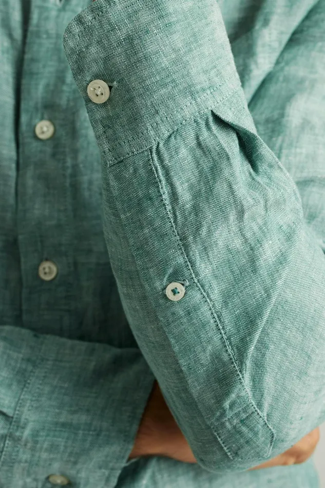 Men Casual Shirts Bonobos Everyday Linen Shirt Kale Green