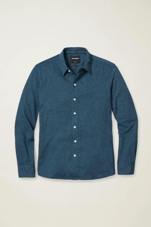 Men Casual Shirts Bonobos Jersey Everyday Shirt High Tide Navy Dot