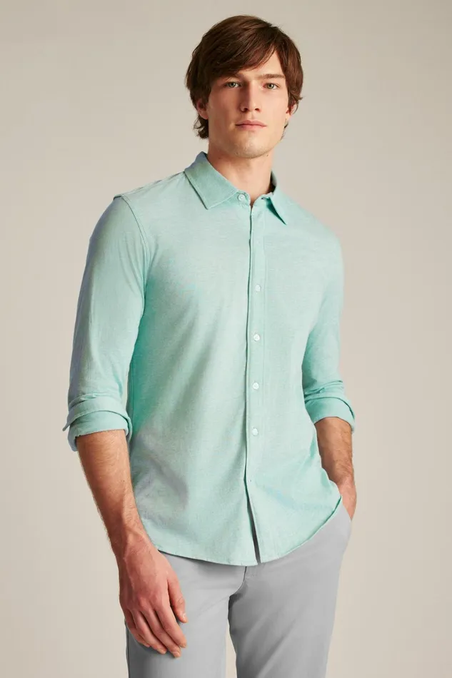 Men Casual Shirts Bonobos Jersey Everyday Shirt Mineral Blue Feeder Stripe