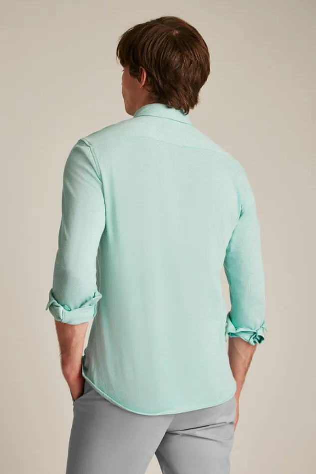 Men Casual Shirts Bonobos Jersey Everyday Shirt Mineral Blue Feeder Stripe