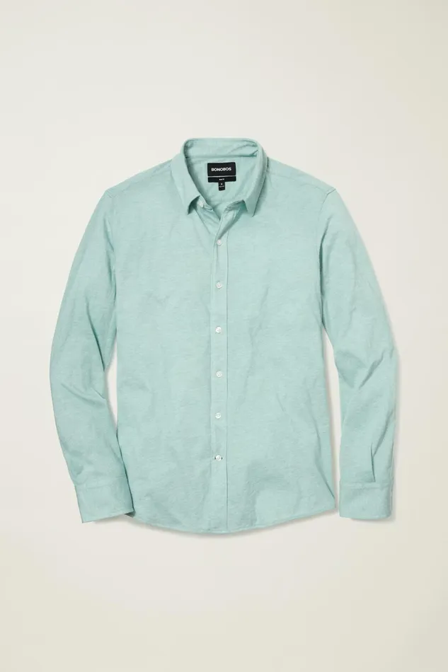 Men Casual Shirts Bonobos Jersey Everyday Shirt Mineral Blue Feeder Stripe