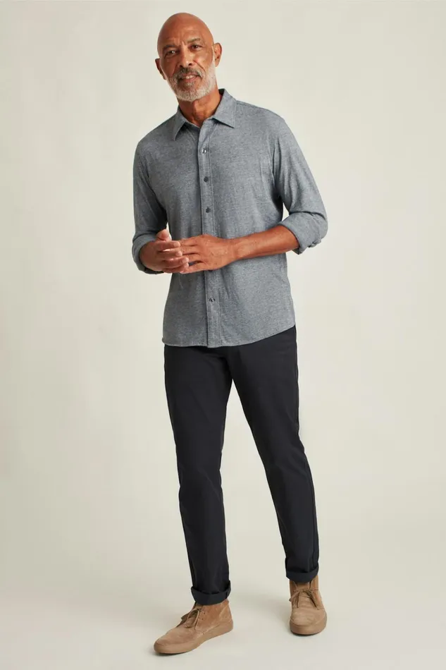 Men Casual Shirts Bonobos Jersey Everyday Shirt Navy Blue Microstripe