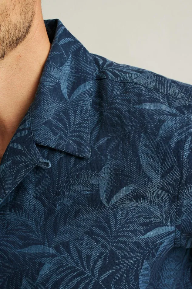 Men Casual Shirts Bonobos Limited Edition Riviera Cabana Shirt Indigo Palms