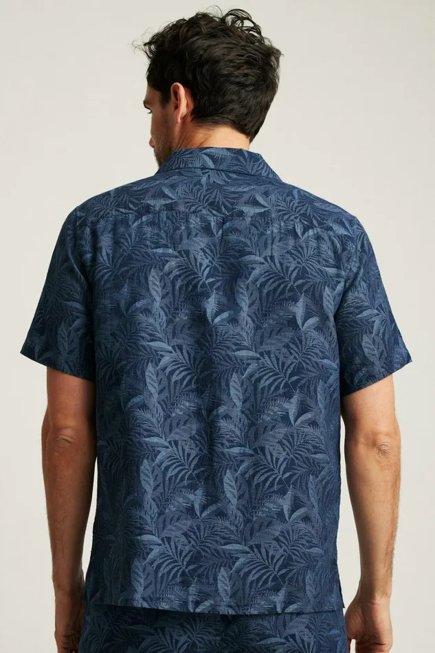 Men Casual Shirts Bonobos Limited Edition Riviera Cabana Shirt Indigo Palms