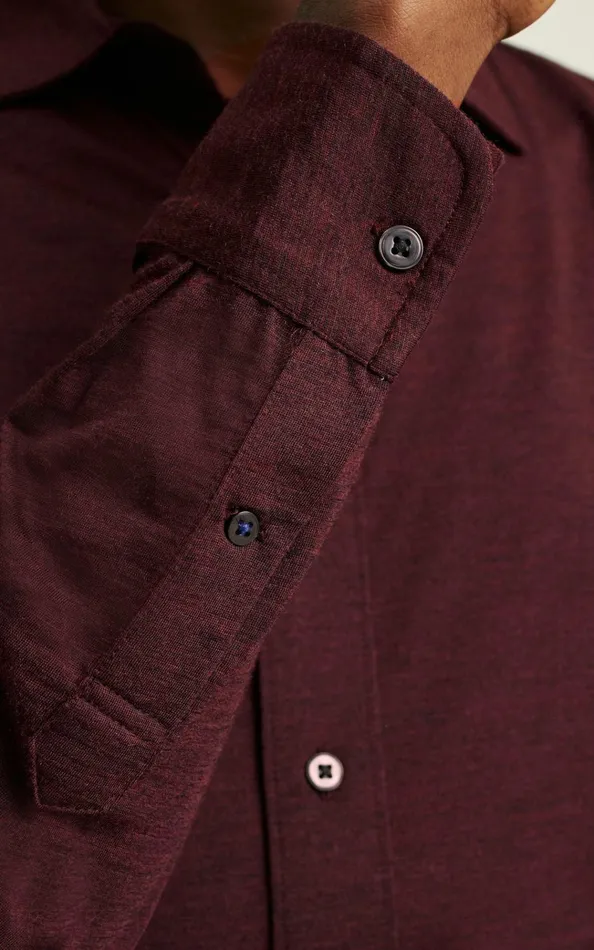 Men Casual Shirts Bonobos Performance Merino Shirt Dark Burgundy Heather