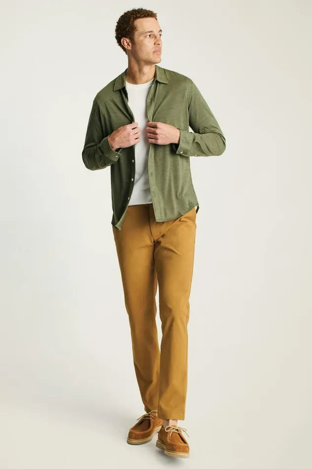 Men Casual Shirts Bonobos Performance Merino Shirt Heather Olive Green