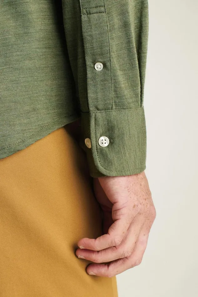 Men Casual Shirts Bonobos Performance Merino Shirt Heather Olive Green