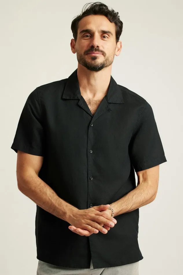 Men Casual Shirts Bonobos Riviera Cabana Shirt Black