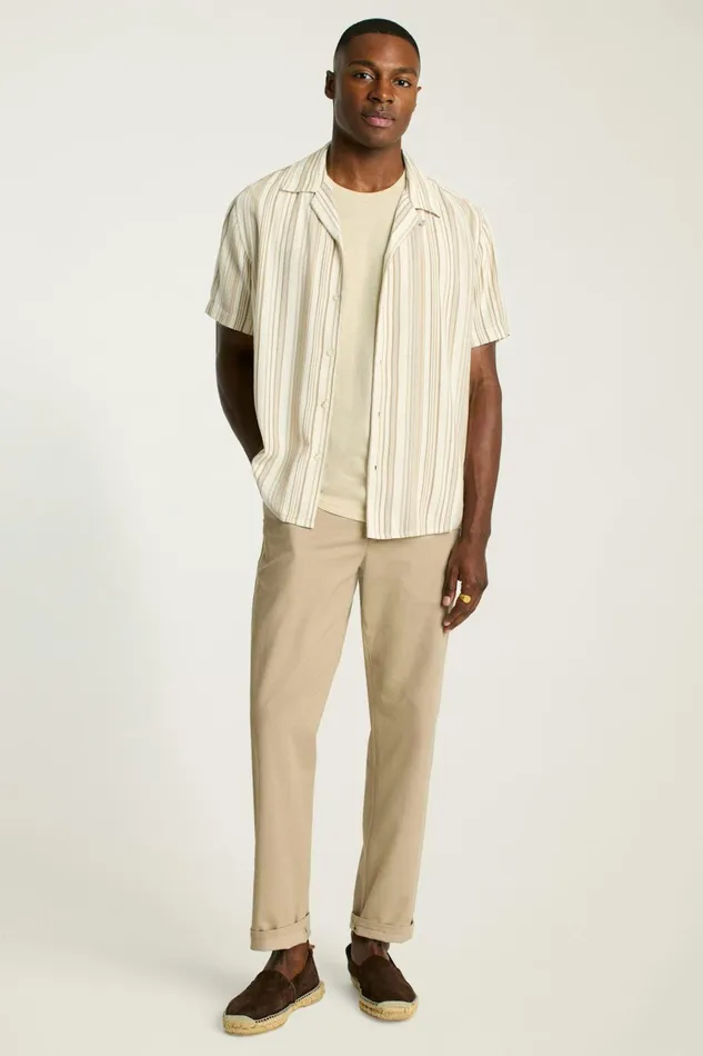 Men Casual Shirts Bonobos Riviera Cabana Shirt Ivory Stripe