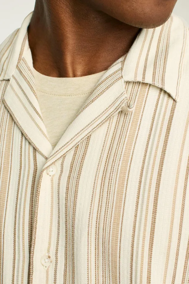 Men Casual Shirts Bonobos Riviera Cabana Shirt Ivory Stripe